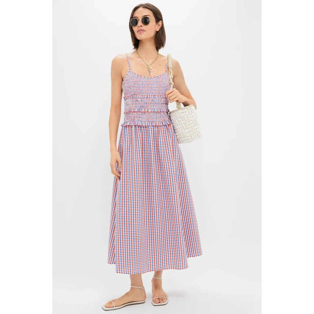 Hunter Bell Lighthouse Gingham Francie Dress M Smocked Americana Tuckernuck NWT
